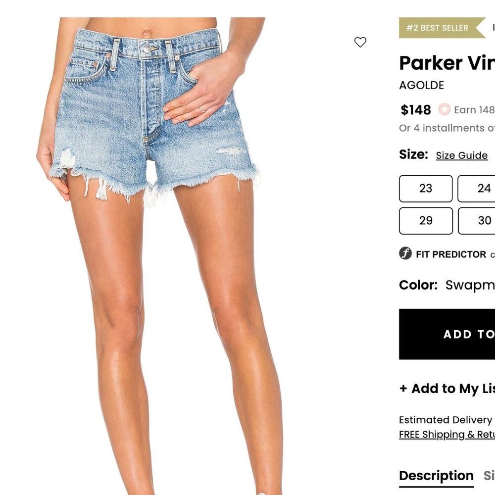 Agolde Parker Vintage Cut Off Short